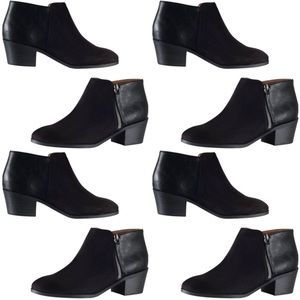 4 Soda Two Tone Black Ankle Zip Booties
